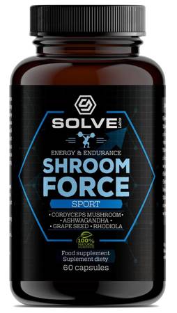  Shroom Force 60 kapsułek - Cordyceps, Ashwagandha, Astragalus, Rhodiola, Zielona Herbata - Solve Labs
